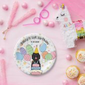 Black Sheepadoodle Hund Geburtstag Pappteller (Party)