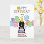Black Sheepadoodle Hund Happy Birthday Karte (Gelbe Blume)