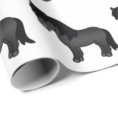 Black Shetland Pony Niedlich Cartoon Pony Pattern Geschenkpapier (Rolleneckpunkt)