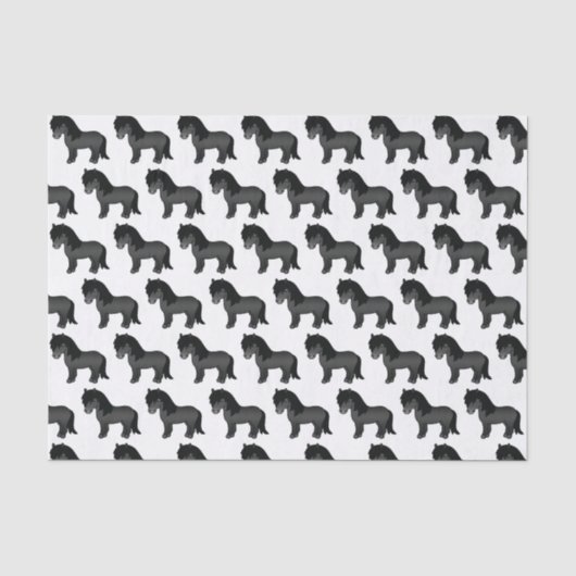 Black Shetland Pony Niedlich Cartoon Pony Pattern Seidenpapier (Vorderseite)