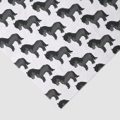 Black Shetland Pony Niedlich Cartoon Pony Pattern Seidenpapier (Ausschnitt)