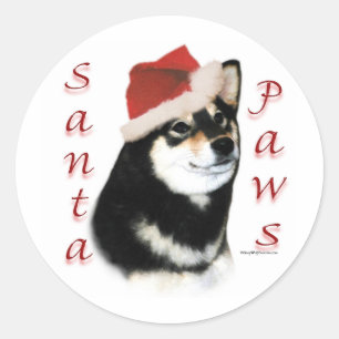 Black Shiba Inu Santa Paws - Aufkleber