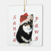 Black Shiba Inu Santa Paws Schlüsselanhänger Keramikornament (Links)