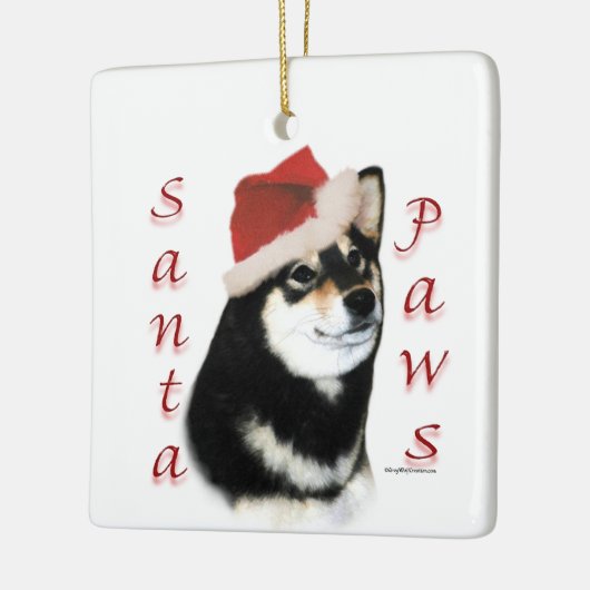 Black Shiba Inu Santa Paws Schlüsselanhänger Keramikornament (Links)