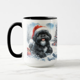 Black Shih Tzu Dashing Thru Snow Weihnachts-Tasse Tasse