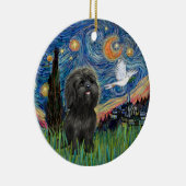 Black Shih Tzu in "Starry Night" inspiriert Orname Keramik Ornament (Rechts)