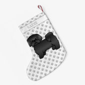 Black Shih Tzu Niedlich Cartoon Dog & Name Kleiner Weihnachtsstrumpf (Rückseite (Hängend))
