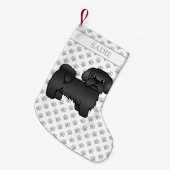 Black Shih Tzu Niedlich Cartoon Dog & Name Kleiner Weihnachtsstrumpf (Vorderansicht (hängend))