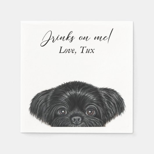 Black Shih Tzu Wedding Cocktail Napkin Serviette (Vorderseite)