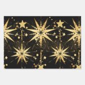 Black & Shimmering Gold Sternexplosionen & Stardus Geschenkpapier Set (Vorderseite)