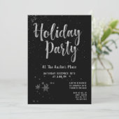 Black Shimmering Silver Holiday Party Einladung (Stehend Vorderseite)