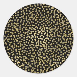 Black & Shiny Gold Dots Confetti Elegantes Chic Gl Runder Aufkleber