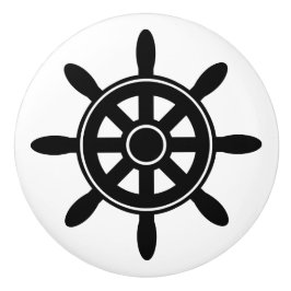Black Ship Wheel Nautical Themed Cabinet Knob Keramikknauf
