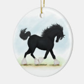 Black Shire Pferd mit Blaze und Strümpfen Keramik Ornament (Links)