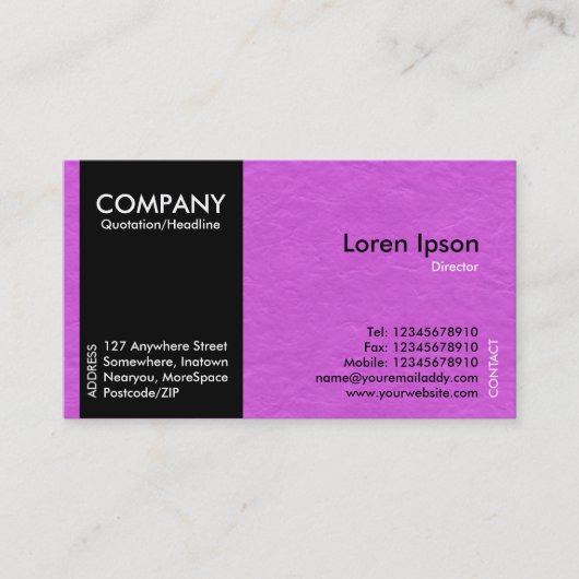 Black SideBand - Magenta Papier Textur Visitenkarte (Vorderseite)
