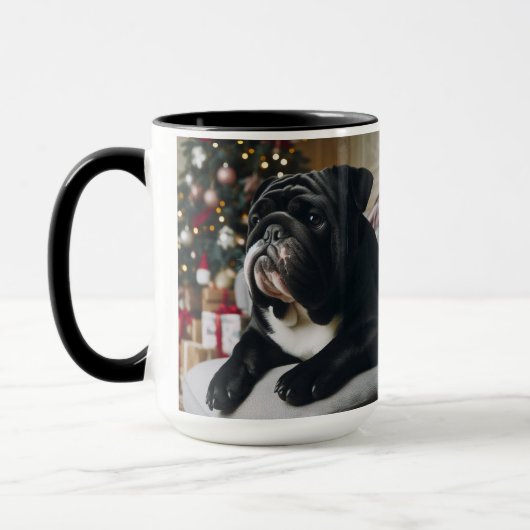 Black Siegel Bulldog Weihnachts-Tasse-Cup Tasse (Links)