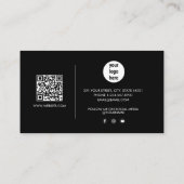 Black Signature Script QR Code Social Media Visitenkarte (Rückseite)