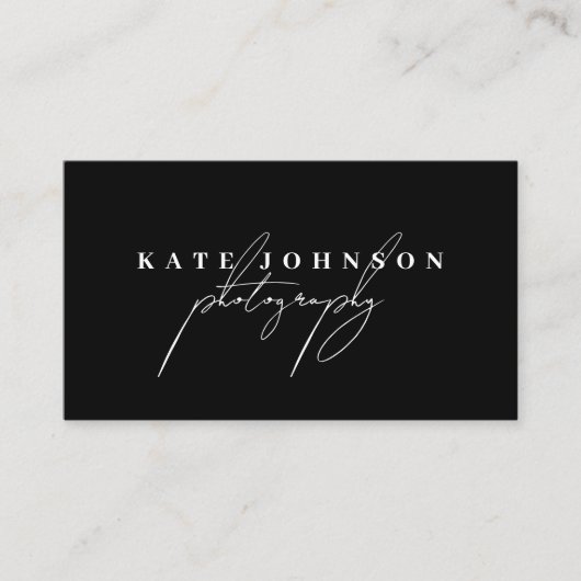 Black Signature Script QR Code Social Media Visitenkarte (Vorderseite)