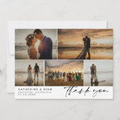 Black Signature Script Wedding Photos Thank You Dankeskarte (Vorderseite)