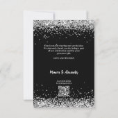 Black Silber Hochzeit Foto QR-Code danke Karte (Rückseite)