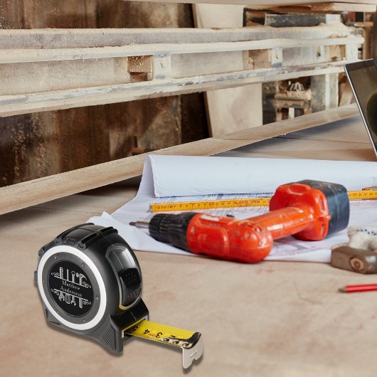 Black Silber Tools Zuhause repariert Name Maßband