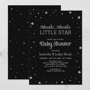 Black & Silber   Twinkle Little Star Babyparty Einladung