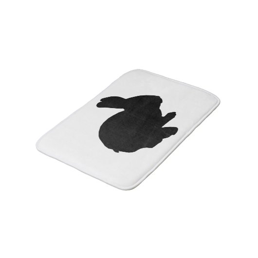 Black Silhouette Bunny Rabbit Bath Mat Badematte (Schrägansicht)