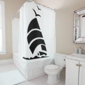 "Black Silhouette SailBoat" Duschvorhang (Beispiel)