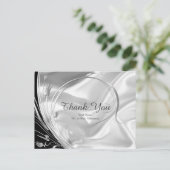 Black & Silve auf Elfenbeinseide Danke, Postcard Postkarte (Stehend Vorderseite)