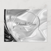 Black & Silve auf Elfenbeinseide Danke, Postcard Postkarte (Vorderseite)