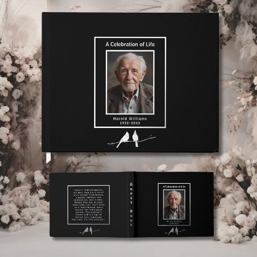 Black Silve Kardinals Real Foil Funeral GuestBook Gästebuch