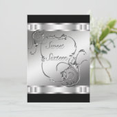 Black Silver 16 . Geburtstag Geburtstagsparty Einladung (Stehend Vorderseite)