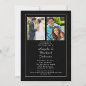 Black Silver 25. Hochzeitstag Dann und jetzt Einladung (Vorderseite)