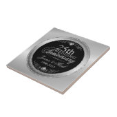 Black & Silver 25. Hochzeitstag Fliese (Seite)