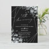 Black & Silver 50. Hochzeitstag Einladung (Stehend Vorderseite)