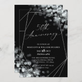 Black & Silver 50. Hochzeitstag Einladung (Vorne/Hinten)