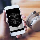 Black Silver 75. Geburtstagsparty Einladung