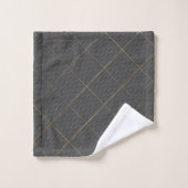 BLACK SILVER ABSTRACT CIRCLES GRID BATH TOWEL SET (Waschlappen)
