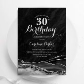 Black Silver Agate 30. Geburtstag Einladung