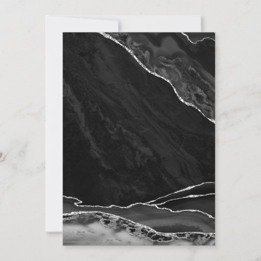 Black Silver Agate 40. Geburtstag Einladung (Rückseite)