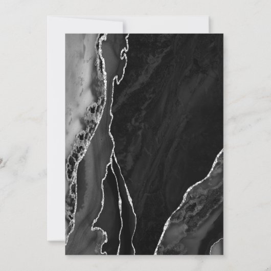 Black Silver Agate 40. Geburtstag Einladung (Rückseite)