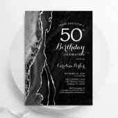Black Silver Agate 50. Geburtstag Einladung