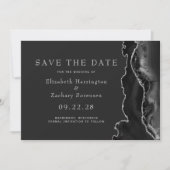 Black Silver Agate Dark Save the Date Einladung (Vorderseite)