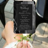 Black Silver Agate Dark Wedding Program Fächer