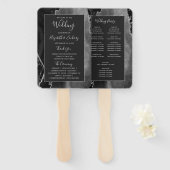 Black Silver Agate Dark Wedding Program Fächer (Vorne und Hinten)