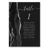 Black Silver Agate Dark Wedding Tischnummer (Rückseite)