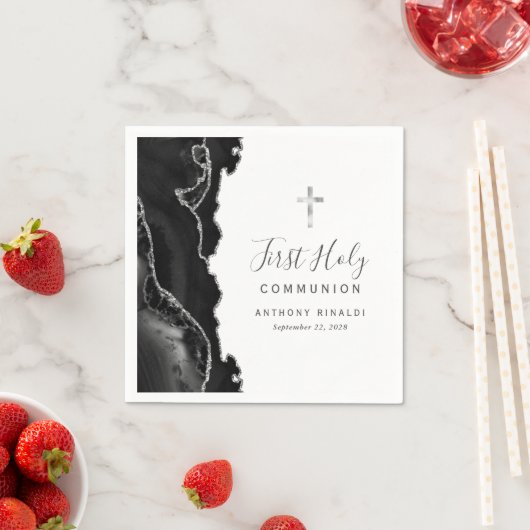 Black Silver Agate First Heilige Kommune Serviette (Beispiel)