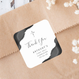 Black Silver Agate First Heilige Kommune Vielen Da Quadratischer Aufkleber