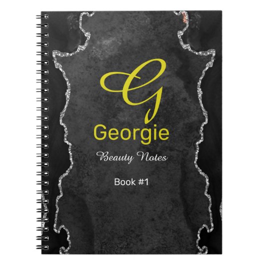 Black & Silver Agate-Notebook Notizblock (Vorderseite)