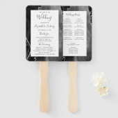 Black Silver Agate Wedding Program Fächer (Vorne und Hinten)
